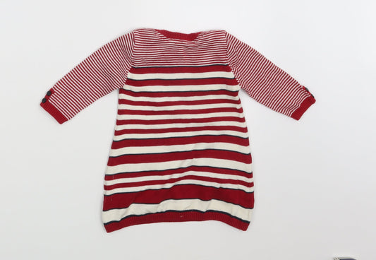 M&S Girls Multicoloured Striped Pullover Jumper Size 3-6 Months