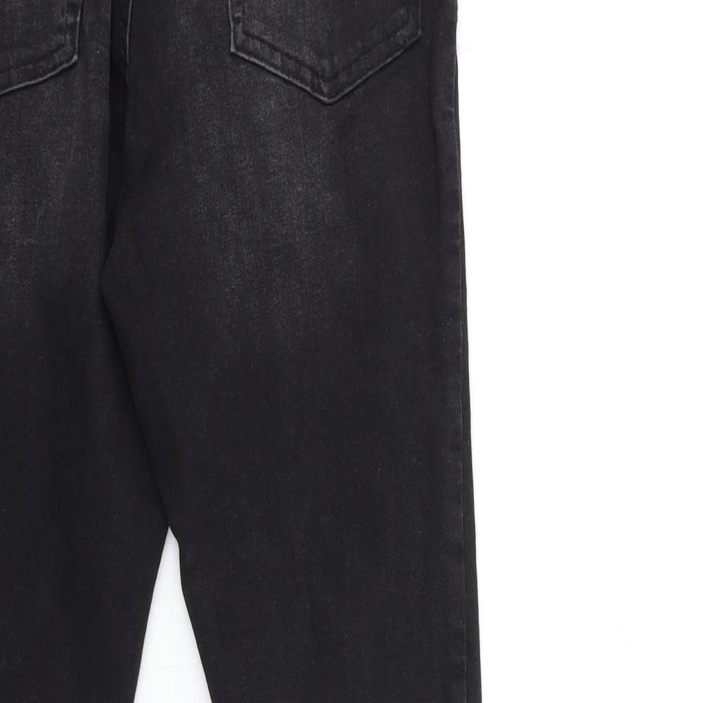 Brand and care label for Denim & Co. women’s black denim skinny jeans, size UK 12, 28-inch leg