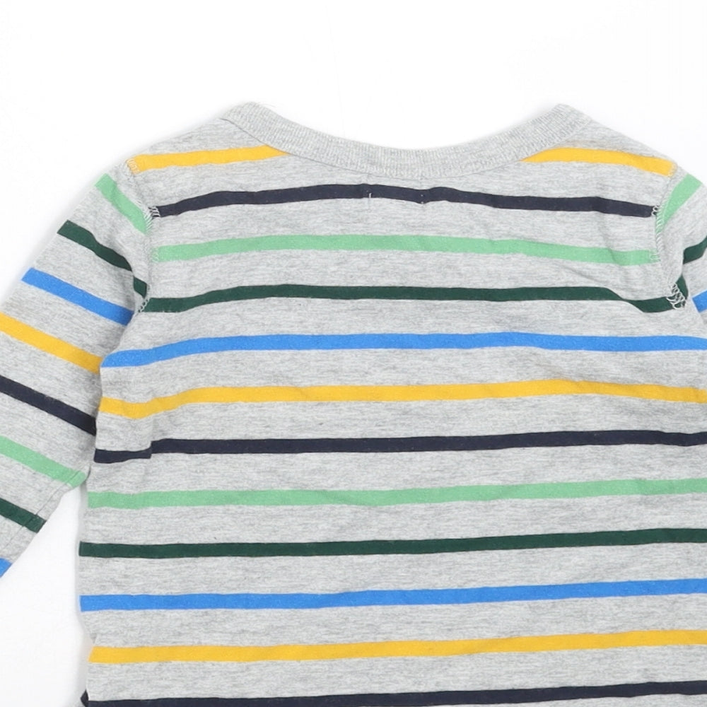 Gap Boys Grey Striped Basic T-Shirt Size 6-9 Months