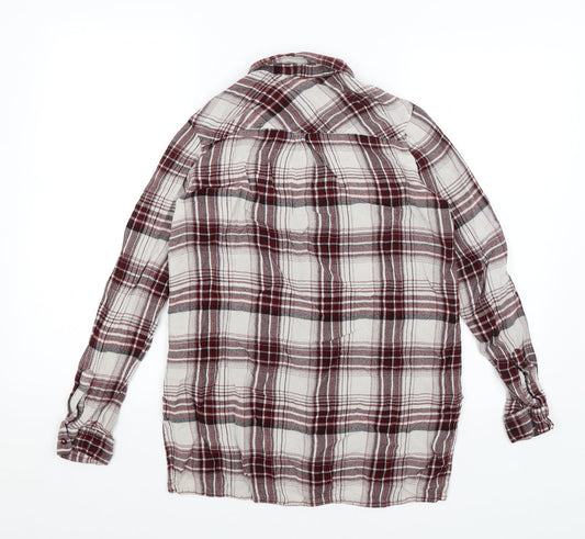 New Look Womens Red Plaid Basic Button-Up Size 12