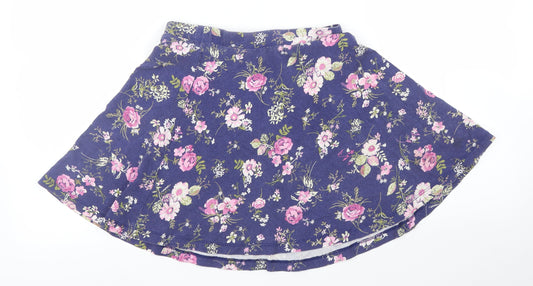 Terranova Womens Blue Floral A-Line Skirt Size S