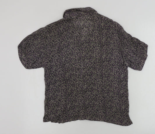 Preworn Womens Grey Floral Basic Button-Up Size S