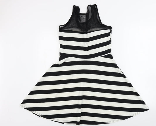 like tanya Womens White Striped A-Line Size L