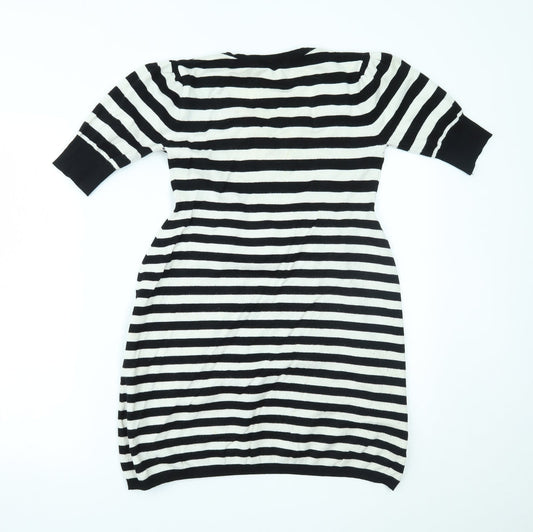 love knitwear Womens Black Striped Fit & Flare Size 12