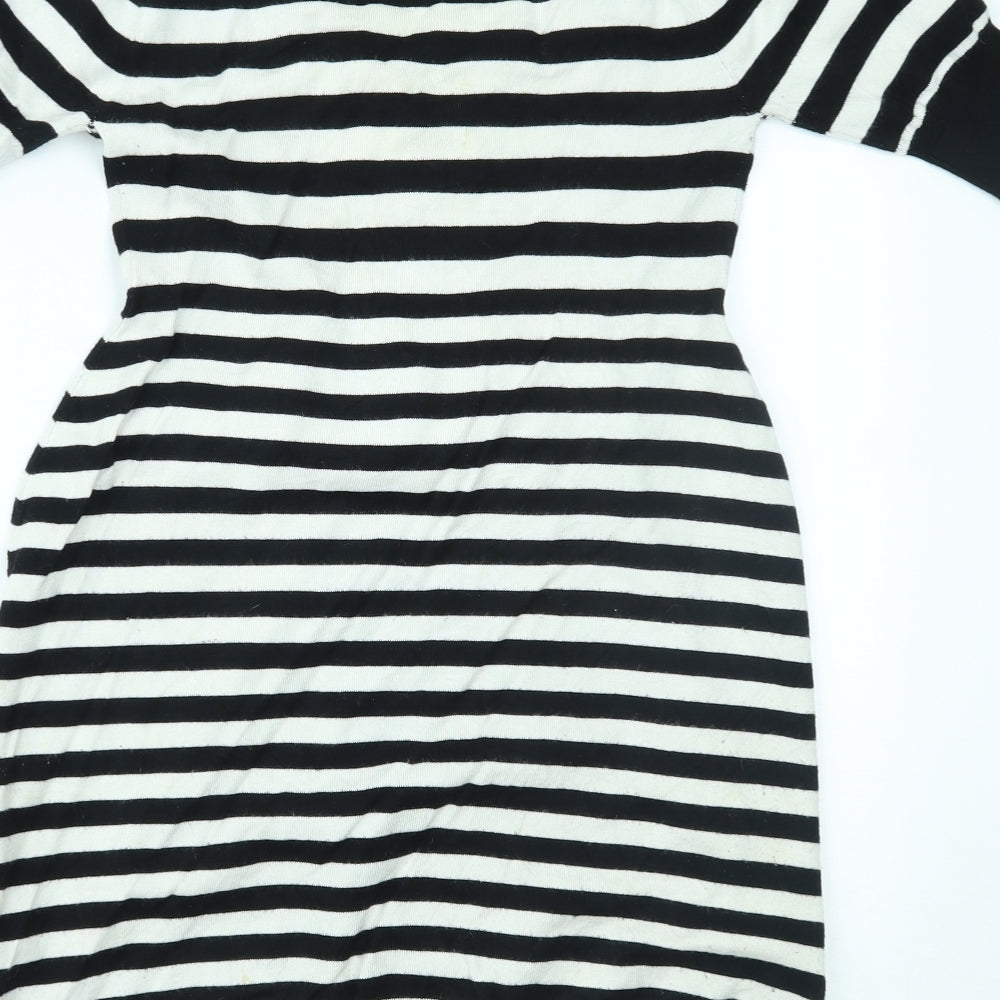 love knitwear Womens Black Striped Fit & Flare Size 12