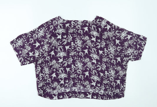 New Look Womens Purple Cropped Blouse Size 12