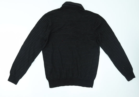 BHS Mens Black Striped Pullover Jumper Size M