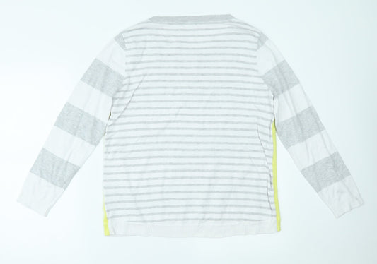 M&Co Womens Grey Striped Basic Blouse Size 16