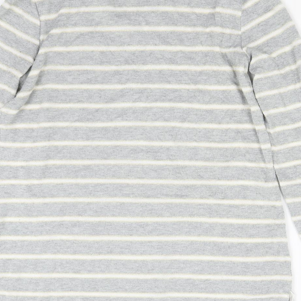 Preworn Womens Grey Striped Knit Pullover Jumper Size 14