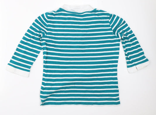 Damart Womens Blue Striped Basic T-Shirt Size 10