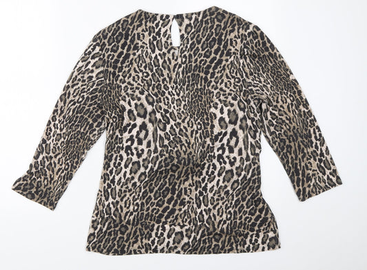 Bonmarché Womens Brown Animal Print Basic T-Shirt Size 12