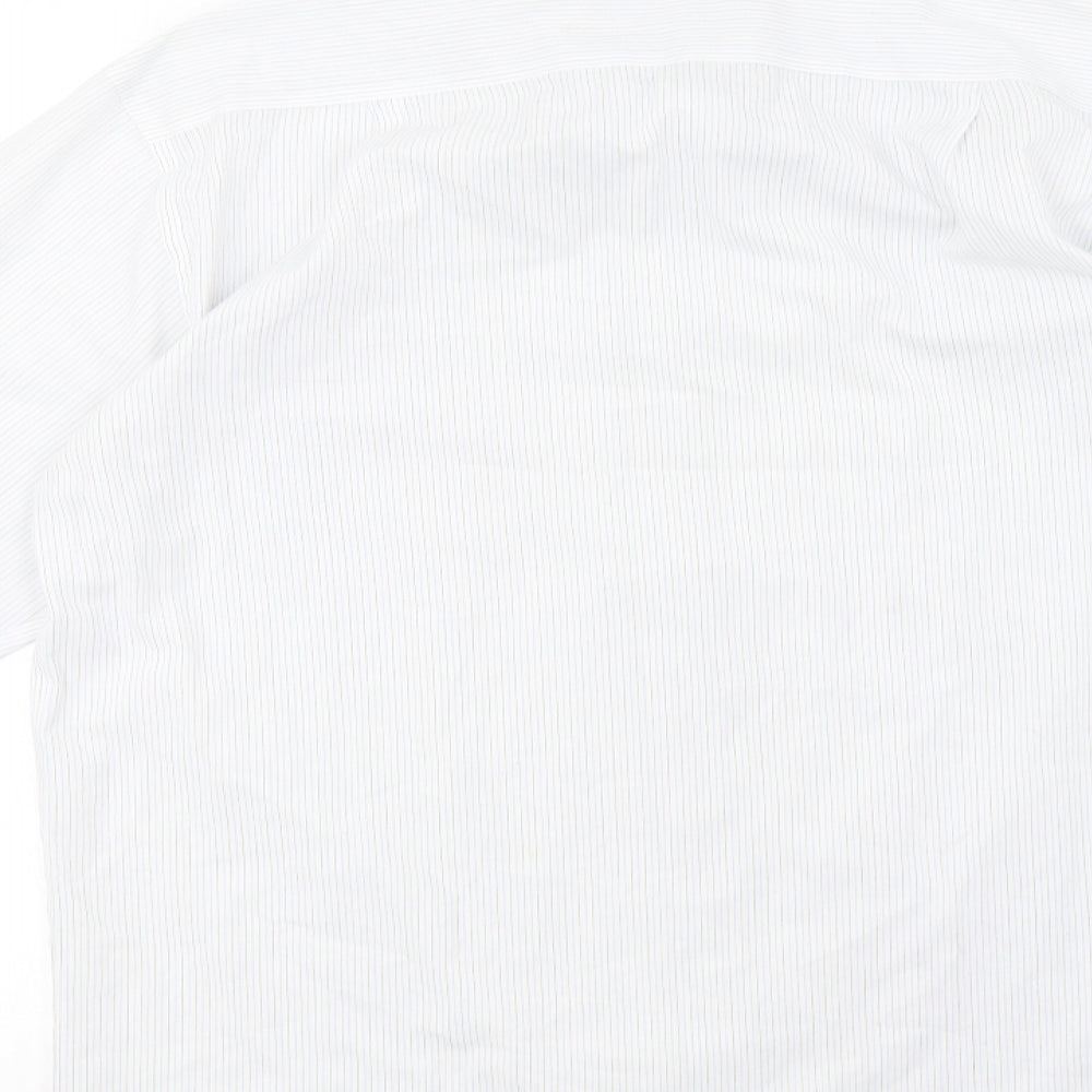 Marks and Spencer Mens White Striped Button-Up Size 15