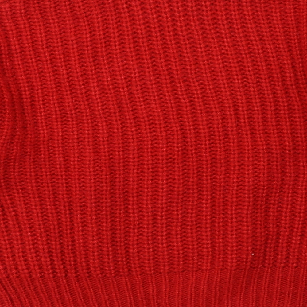 H&M Womens Red Knit Pullover Sweatshirt Size M
