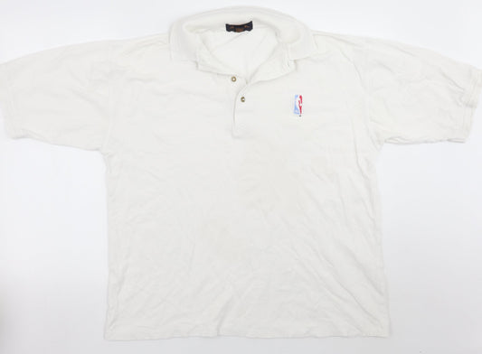 Antigua Mens White Batik Polo Size L