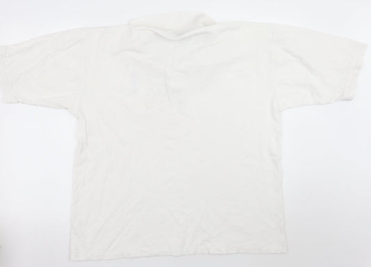 Antigua Mens White Batik Polo Size L