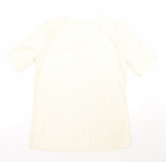 Preworn Womens Ivory Basic T-Shirt Size 12