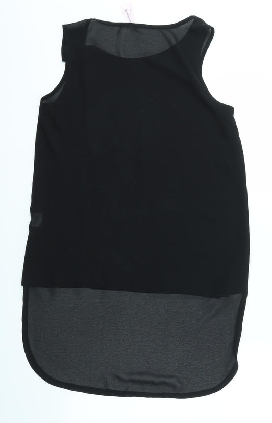 MISS MODA Womens Black Basic Tank Size M - SHEER