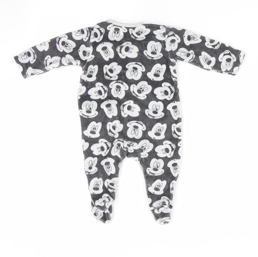 Disney Baby at George Boys Grey Animal Print Romper One-Piece Size 0-3 Months - Mickey Mouse