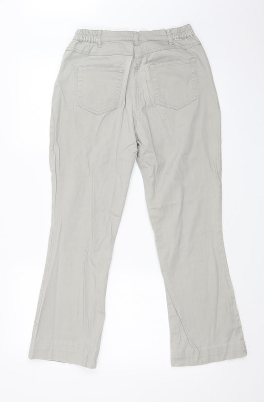 Preworn Womens Grey Wide-Leg Jeans Size 12 L25 in