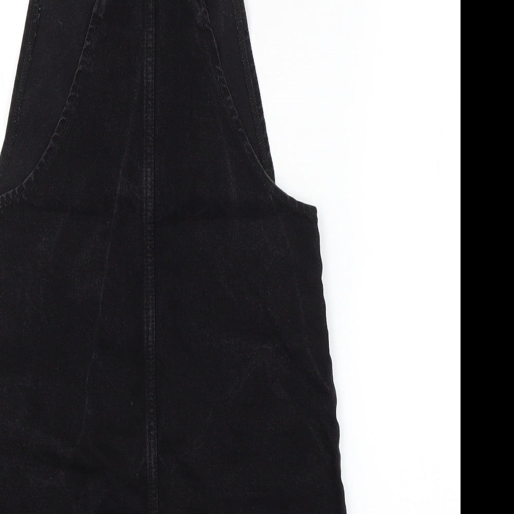 Brand and care label for DENIM CO. women’s black dungaree one-piece, size UK 6
