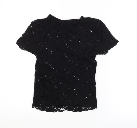 Bershka Womens Black Floral Basic Blouse Size XS