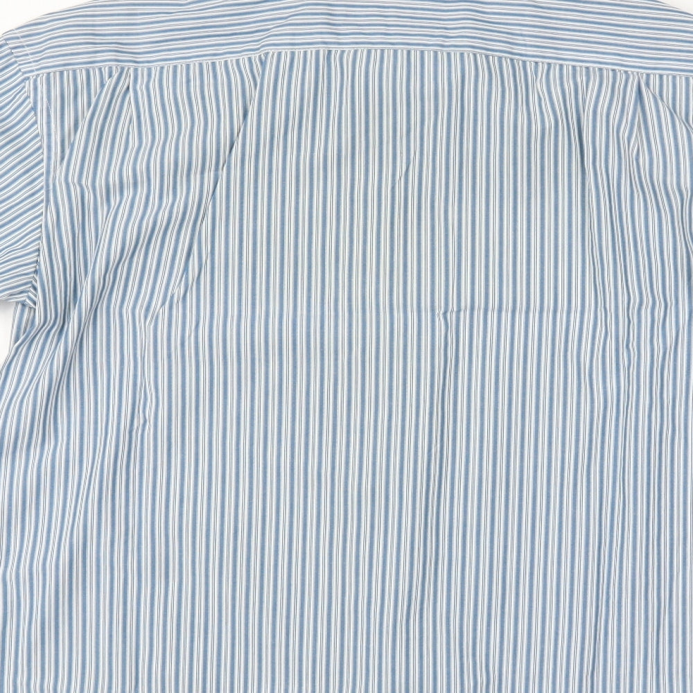 Howick Mens Blue Striped Button-Up Size M