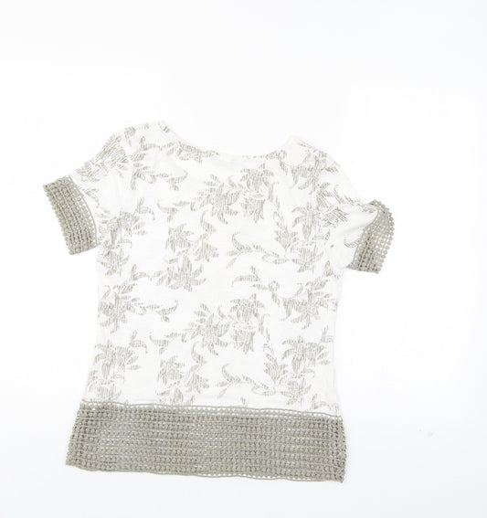 M&Co Womens Ivory Floral Basic Blouse Size 8