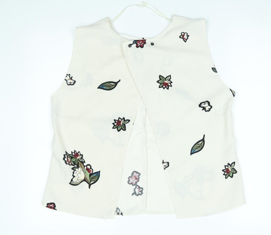 Zara Womens Beige Floral Basic Blouse Size M