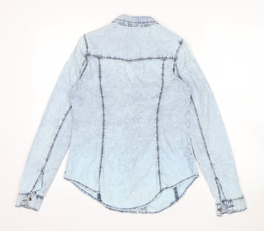 Denim Co Womens Blue Denim Basic Button-Up Size 8