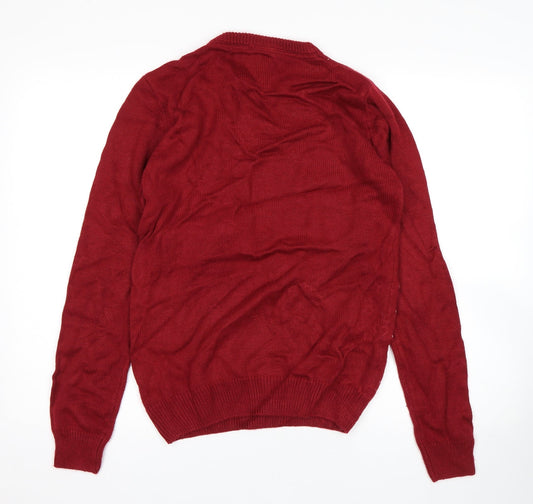 Threadable Mens Red Polka Dot Pullover Jumper Size S