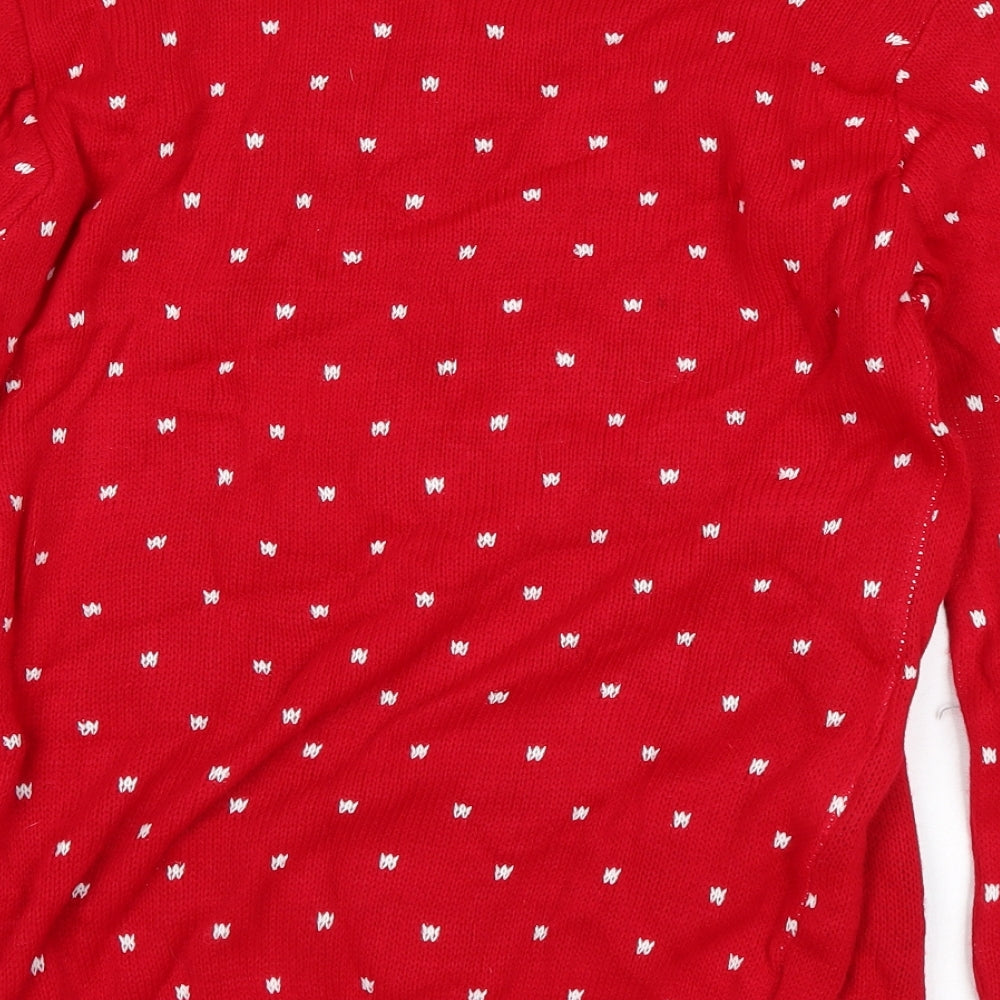 Why Not Mens Red Polka Dot Pullover Jumper Size S
