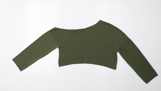 PRETTYLITTLETHING Womens Green Pullover Sweatshirt Size 6 - Cropped