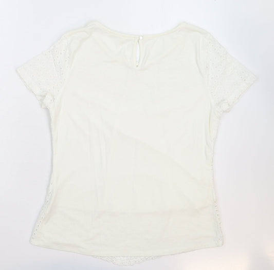 Adiva Naturals Womens White Basic T-Shirt Size M