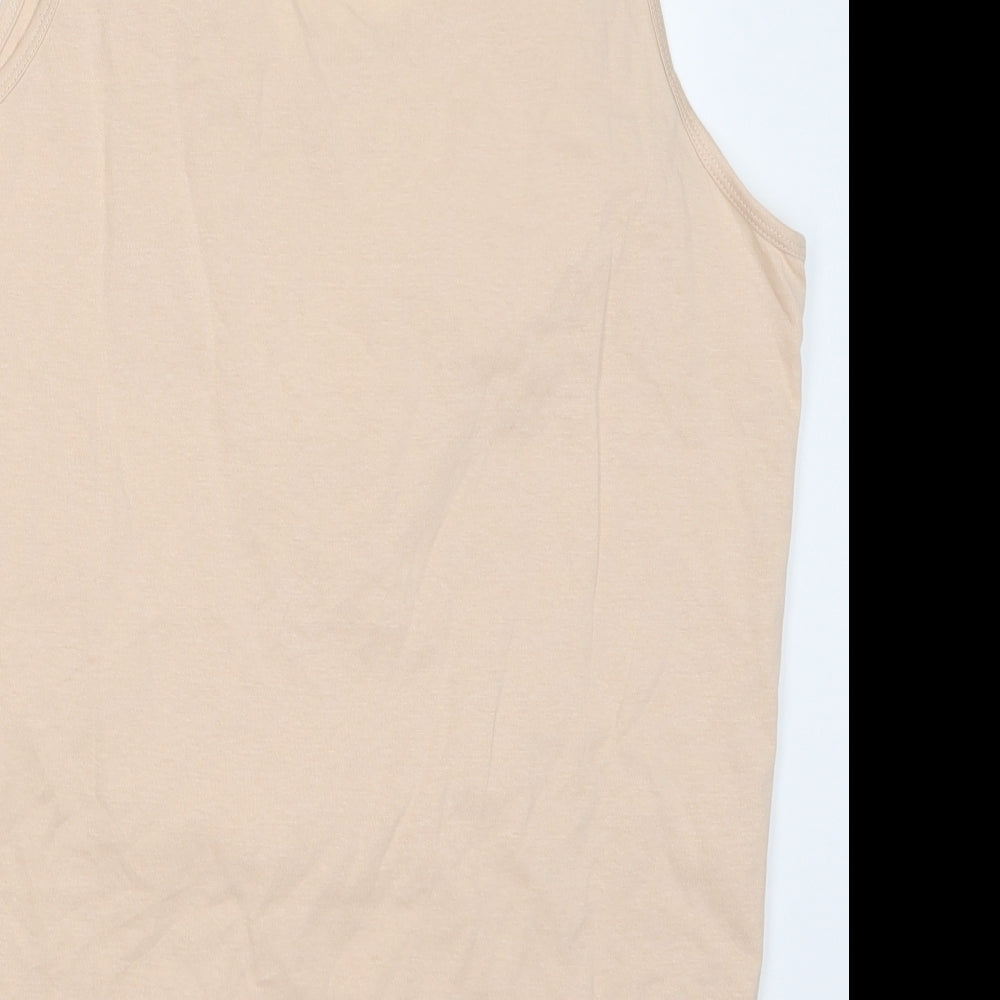 Brand and care label for ASOS men’s pink t-shirt, size S, - long