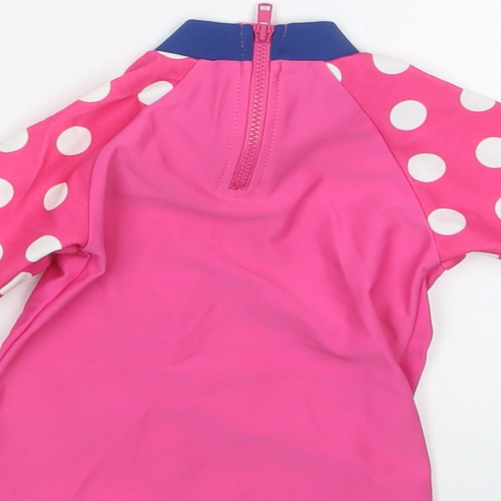 Marks and Spencer Girls Pink Geometric Basic T-Shirt Size 6-9 Months - Swimming