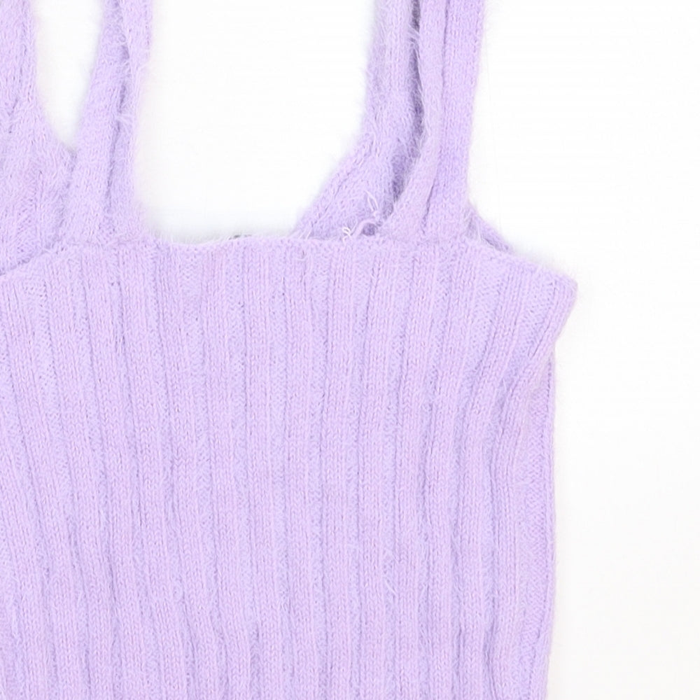New Look Womens Purple Knit Pullover Jumper Size S