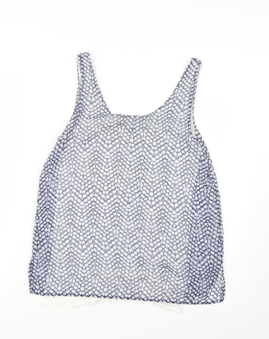 Mango Womens Blue Geometric Basic Blouse Size S