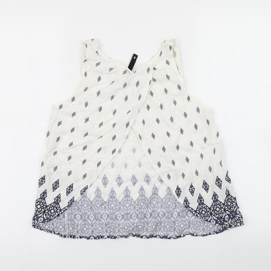 Divided Womens White Argyle/Diamond Basic Blouse Size 8 - Open back
