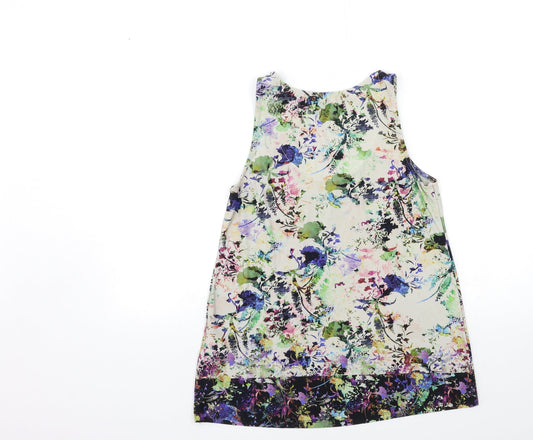 Warehouse Womens Beige Floral Basic Tank Size 6