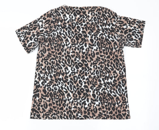 PLT Womens Multicoloured Animal Print Basic T-Shirt Size 10