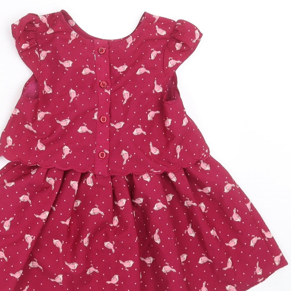 Matalan Girls Purple Fit & Flare Size 12-18 Months - Bird pattern