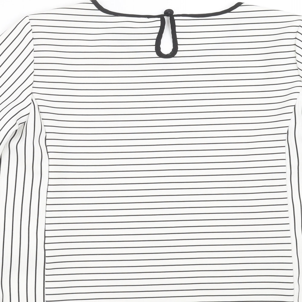 VERO MODA Womens White Striped Basic Blouse Size S