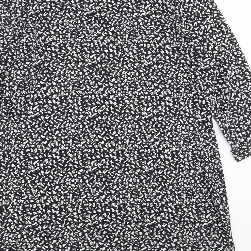 Marks and Spencer Womens Black Geometric Knit Pullover Jumper Size 16
