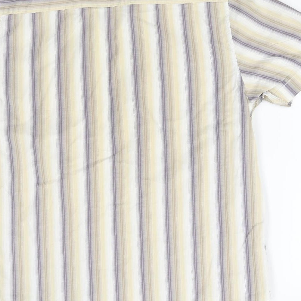 BHS Mens Beige Striped Button-Up Size M