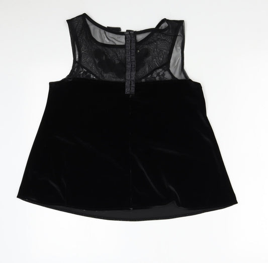 NEXT Womens Black Velvet Basic Blouse Size 10