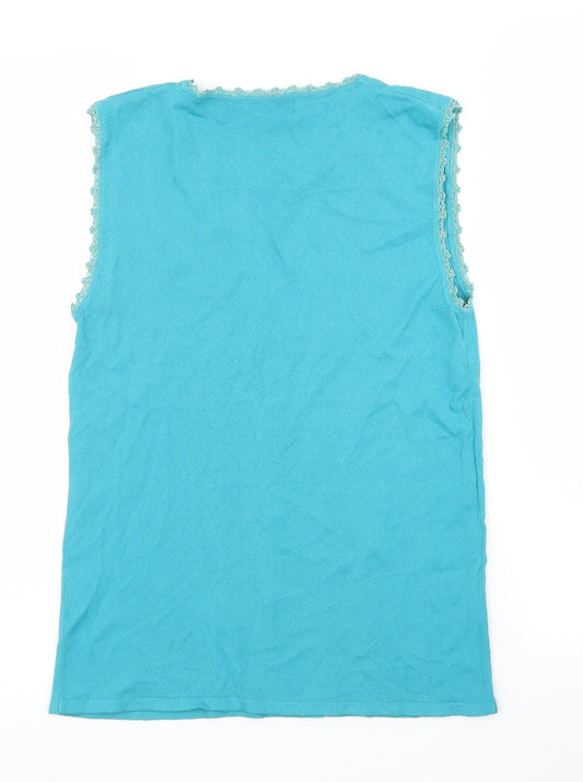 Cordelia Womens Blue Floral Basic Blouse Size 14