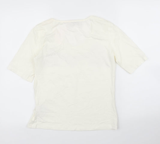 Hammer Womens Ivory Floral Basic T-Shirt Size S