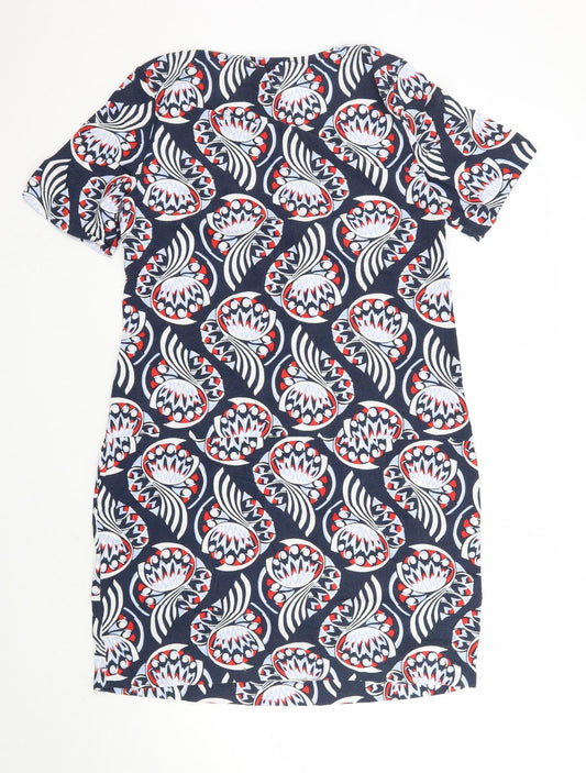 Marks and Spencer Womens Blue Geometric A-Line Size 10