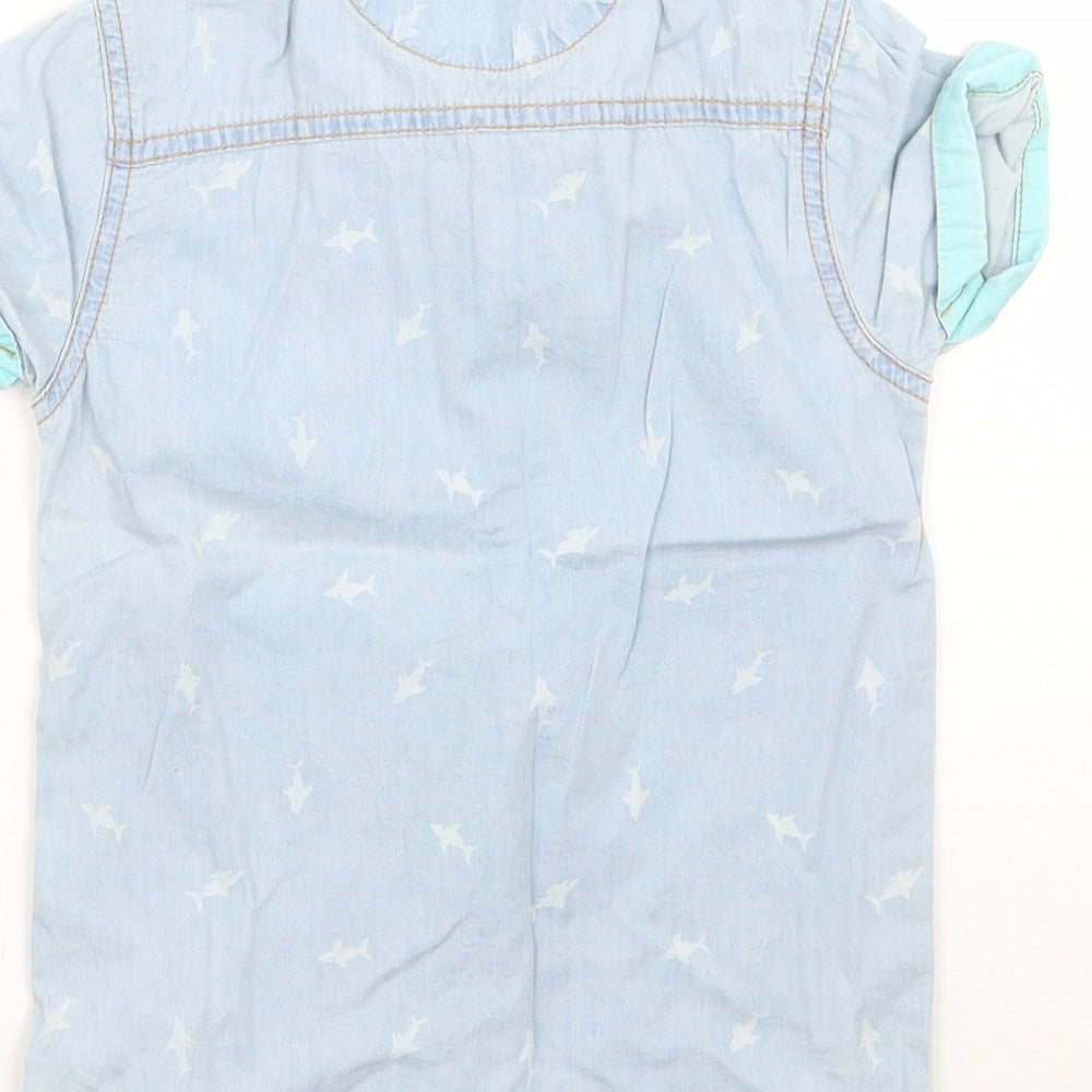 George Boys Blue Basic Button-Up Size 4-5 Years - Sharks