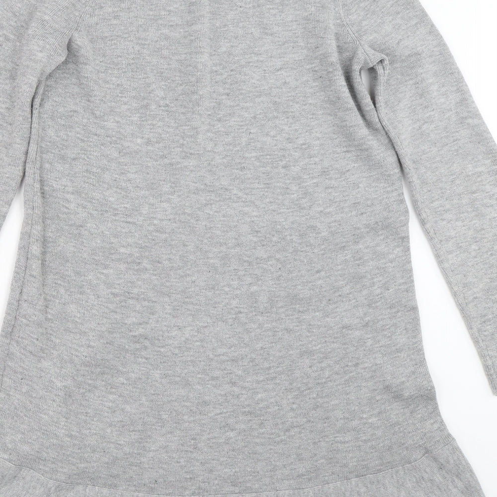 Brand and care label for ASOS women’s grey jumper dress, size UK 8